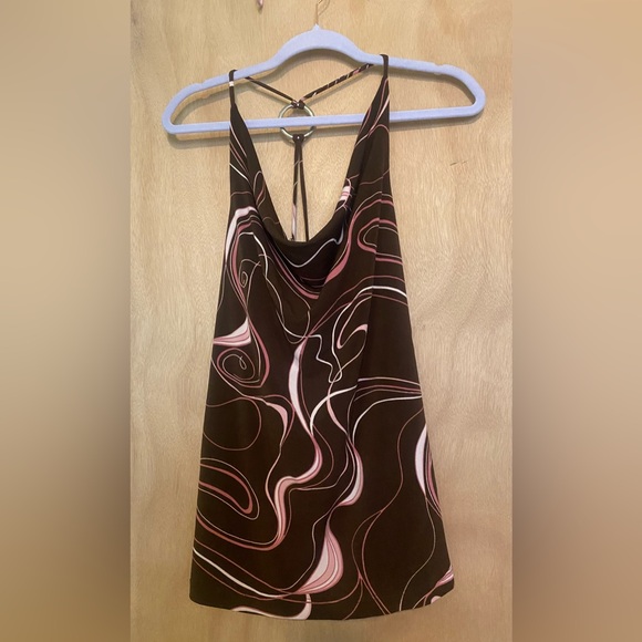 Fashion Bug Brown and Pink Swirl Tank Top - Picture 1 of 2